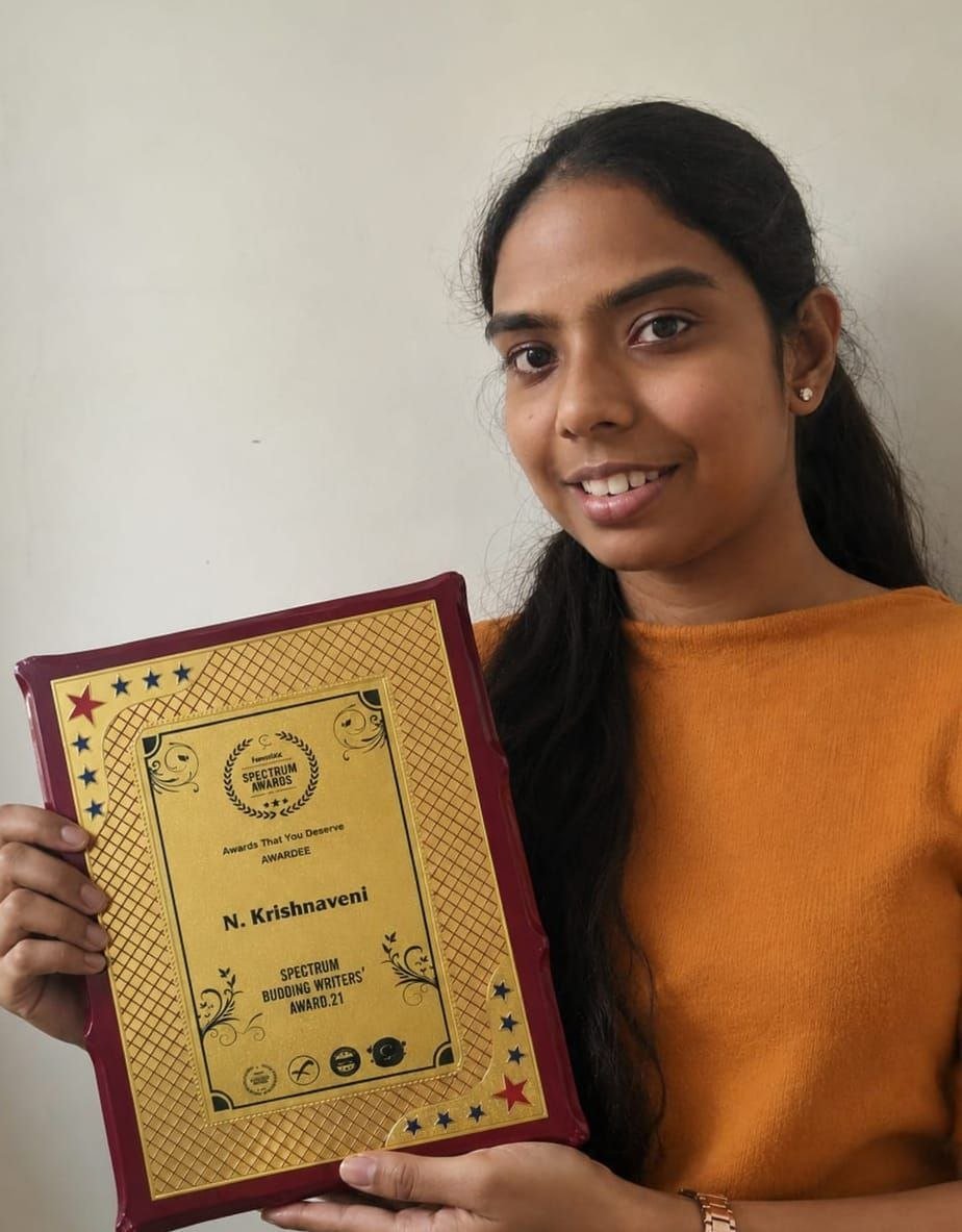 Spectrum Budding Writers' Award Certificate
